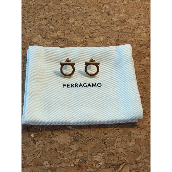 Salvatore Ferragamo Iconic Gold Gancini Earrings Small MINT - Picture 6 of 9